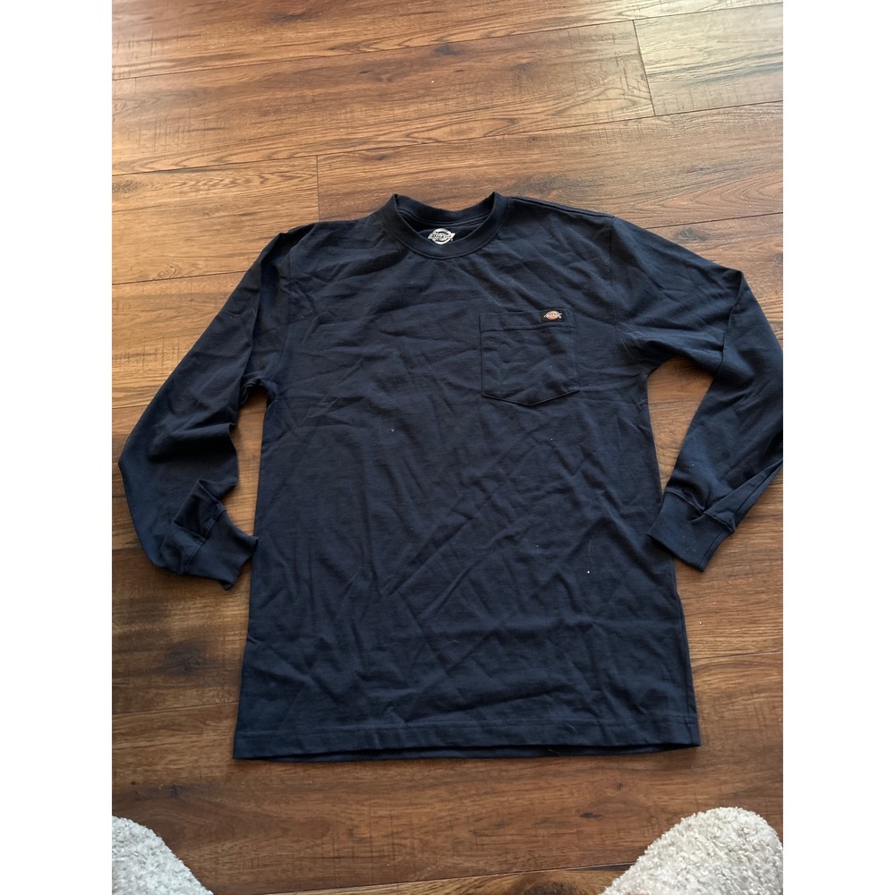 Dickies Men's Long Sleeve‎ Heavyweight Crew Neck T-Shirt, Dark Navy. Small.
